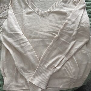 LOFT Cream V-Neck Sweater